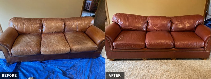 Amazing Leather Furniture Refinishing, How To Restain Leather Sofa